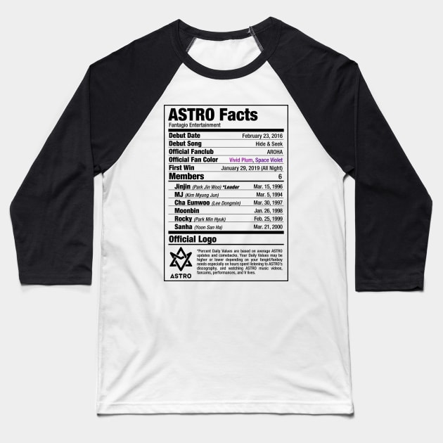 ASTRO Nutritional Facts Baseball T-Shirt by skeletonvenus